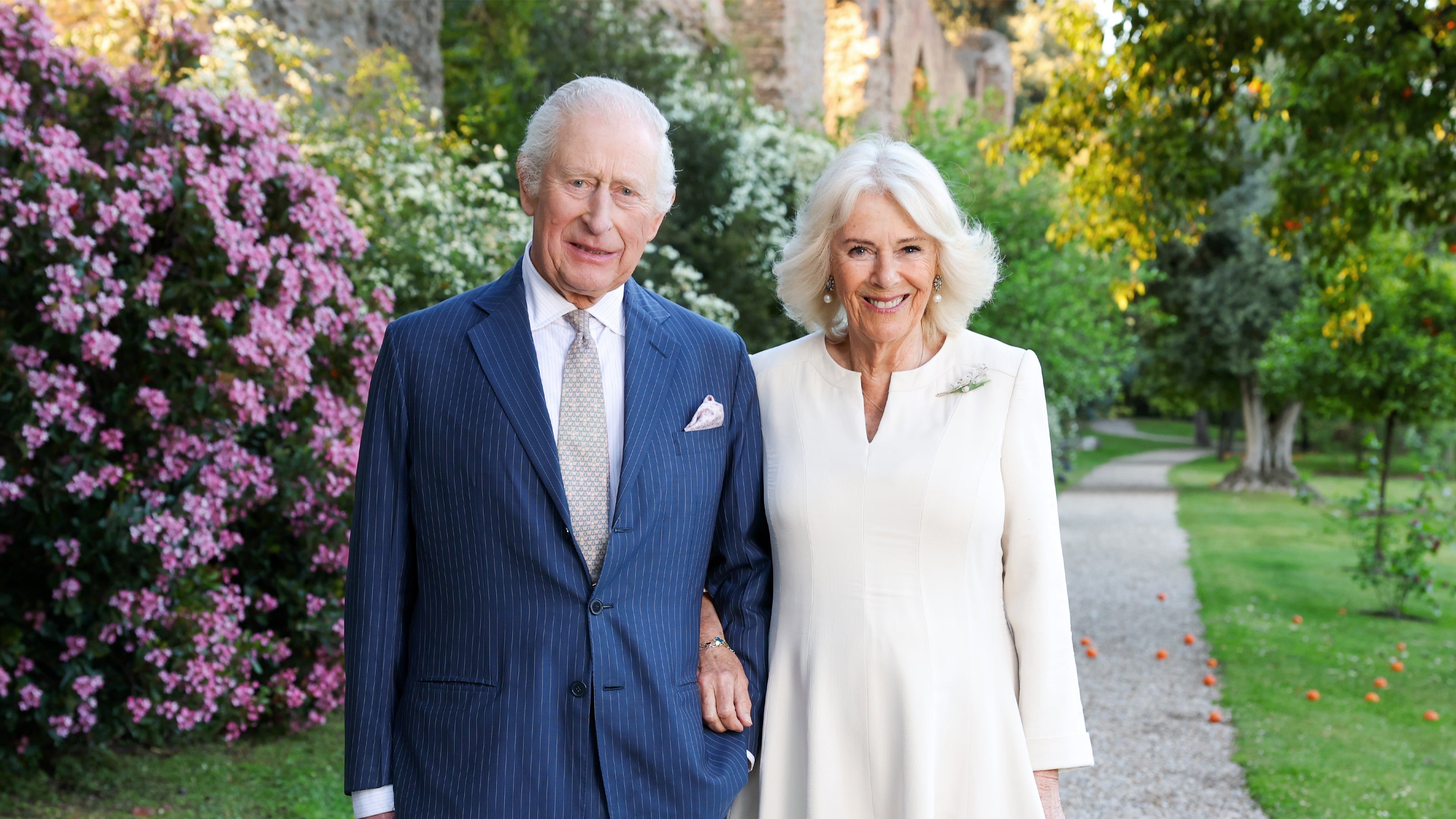 HM Queen Camilla Wears Fabergé in Official 20th Wedding Anniversary Photographs