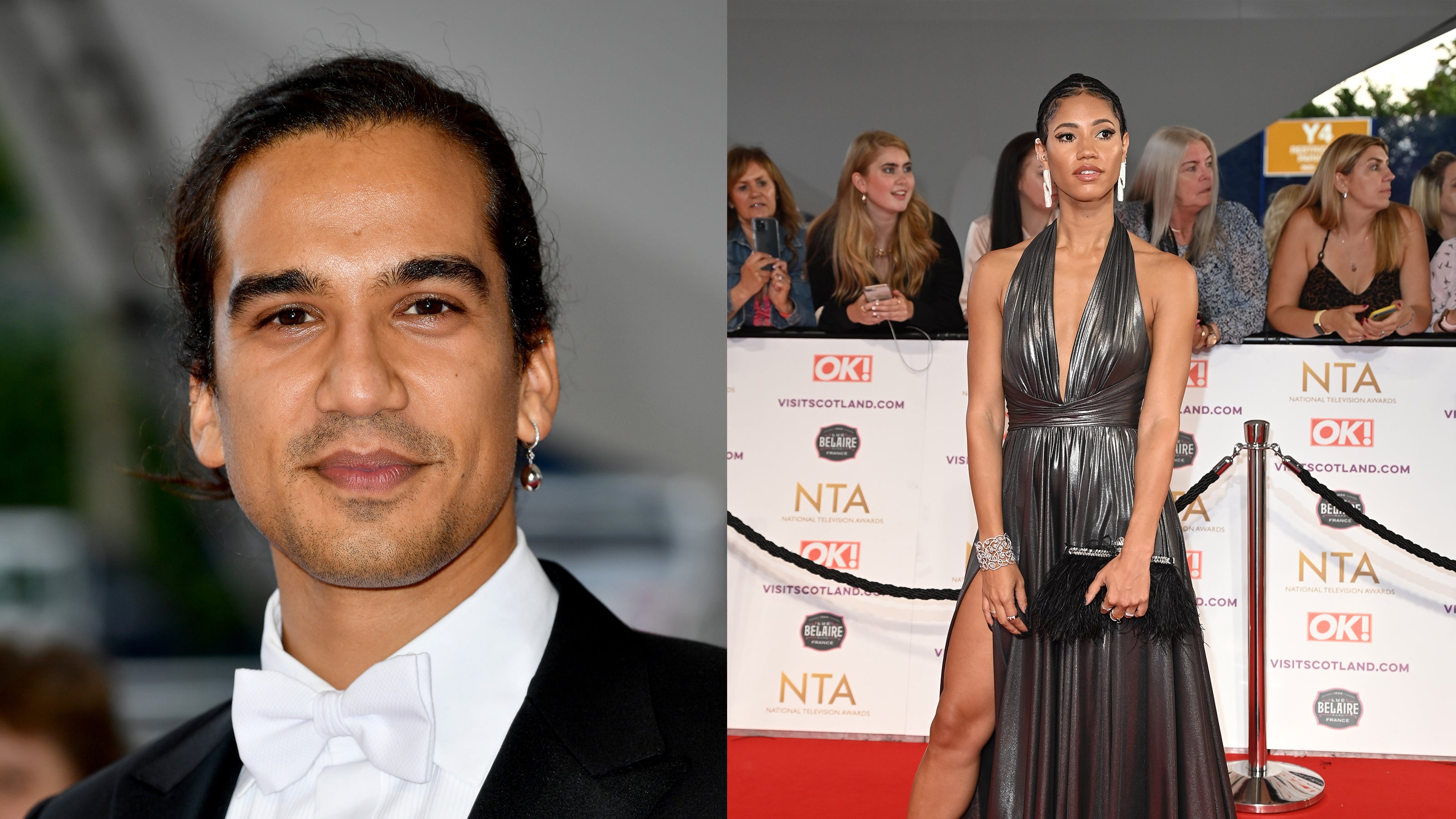 National-Television-Awards-Fabergé-Essence-White-Gold-Diamond-Set-Egg-Drop-Earrings-Carnet-de-Bal-Mazurka-Bangle-Nathaniel-Curtis-and-Vick-Hope-2021-Wearing-Faberge