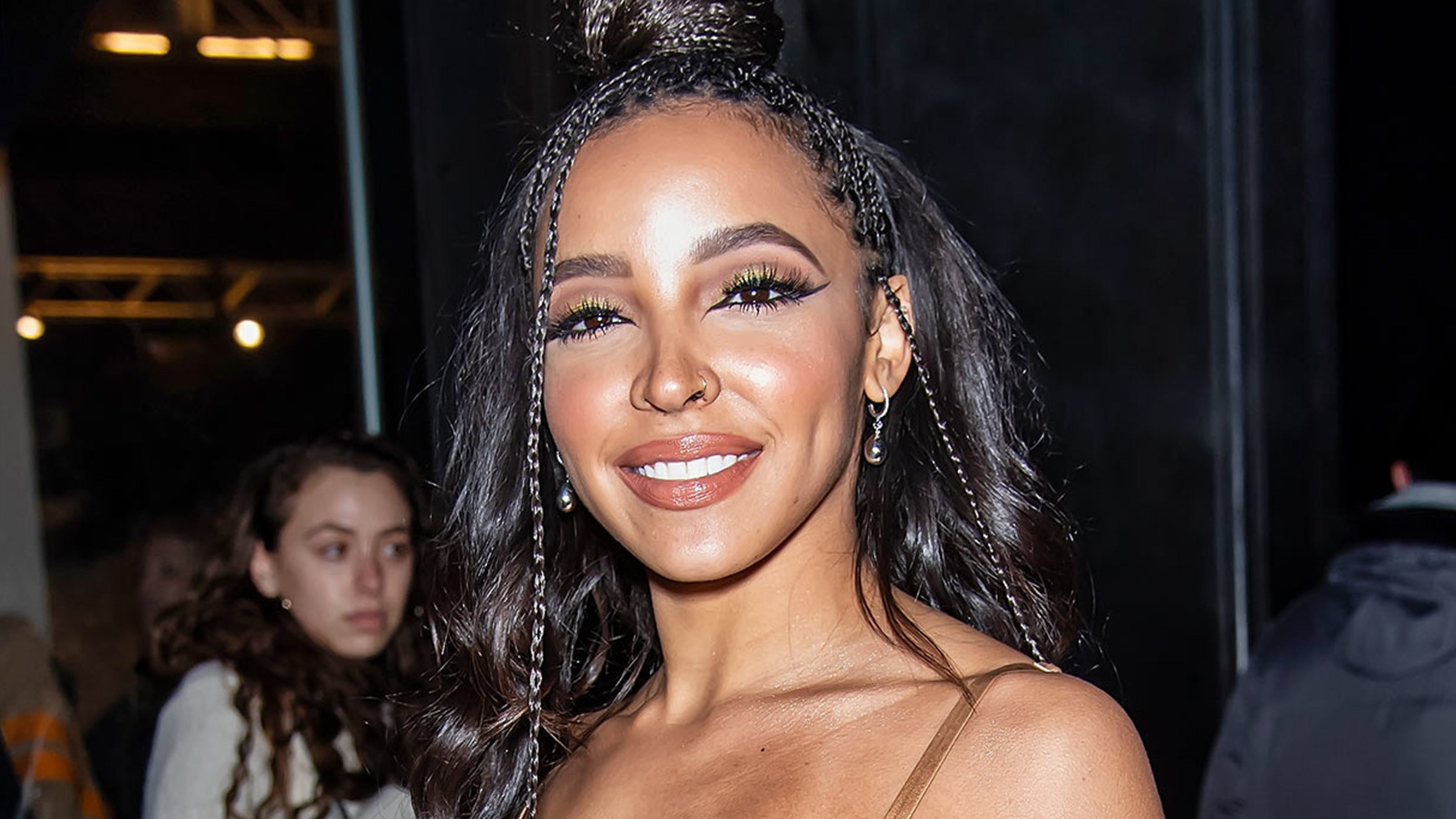 Tinashe-wore-White-Gold-Egg-Earrings-and-Rococo-Pavé-Diamond-Rose-Gold-Ring-various-New-York-Fashion-Week-8th-9th-February-2020