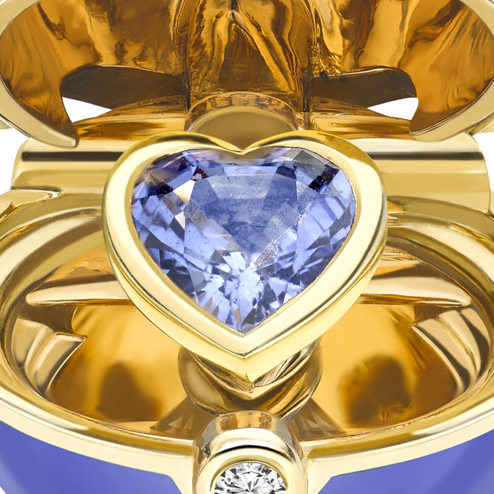 Blue Lacquer Heart Surprise Locket