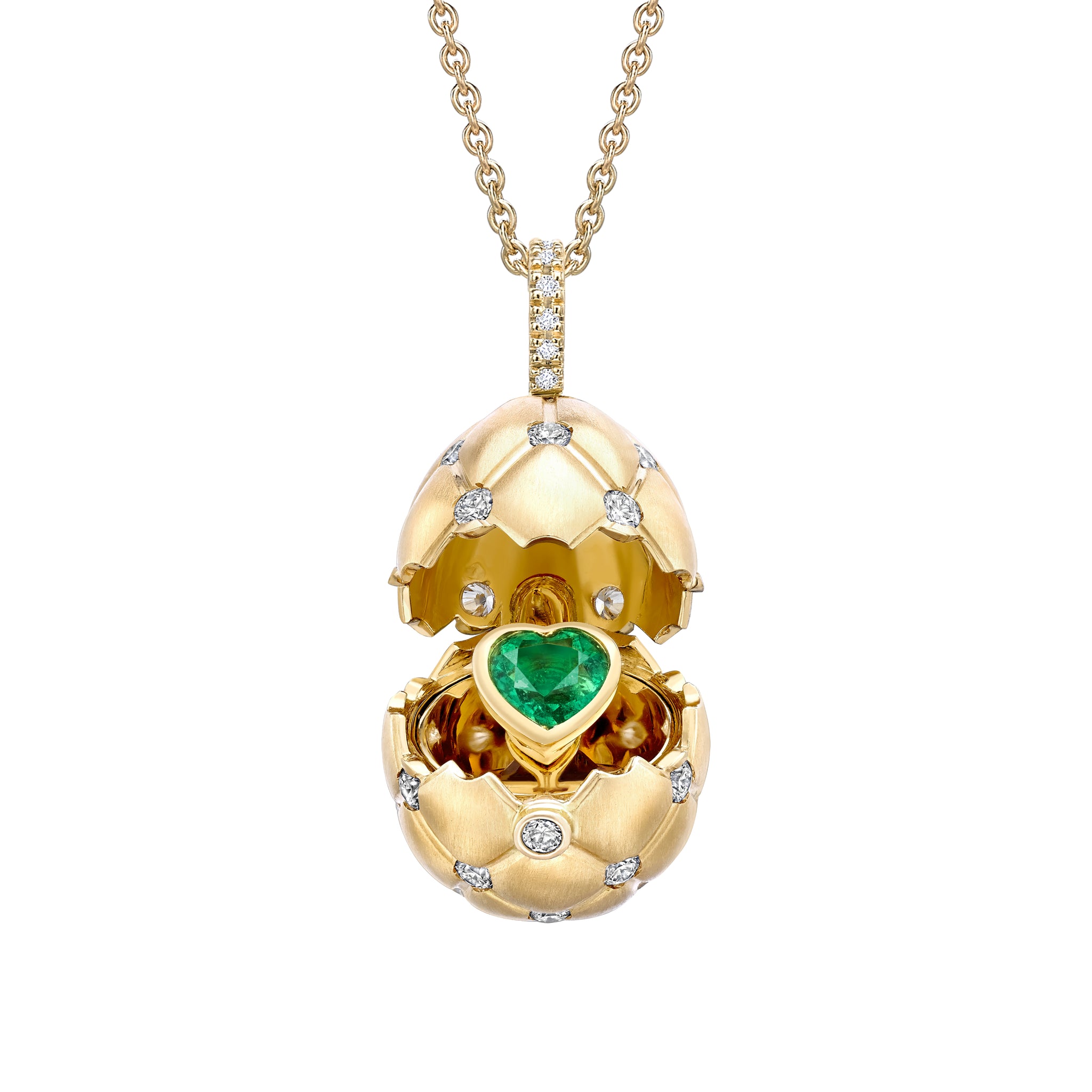 Brushed Heart Surprise Yellow Gold Locket