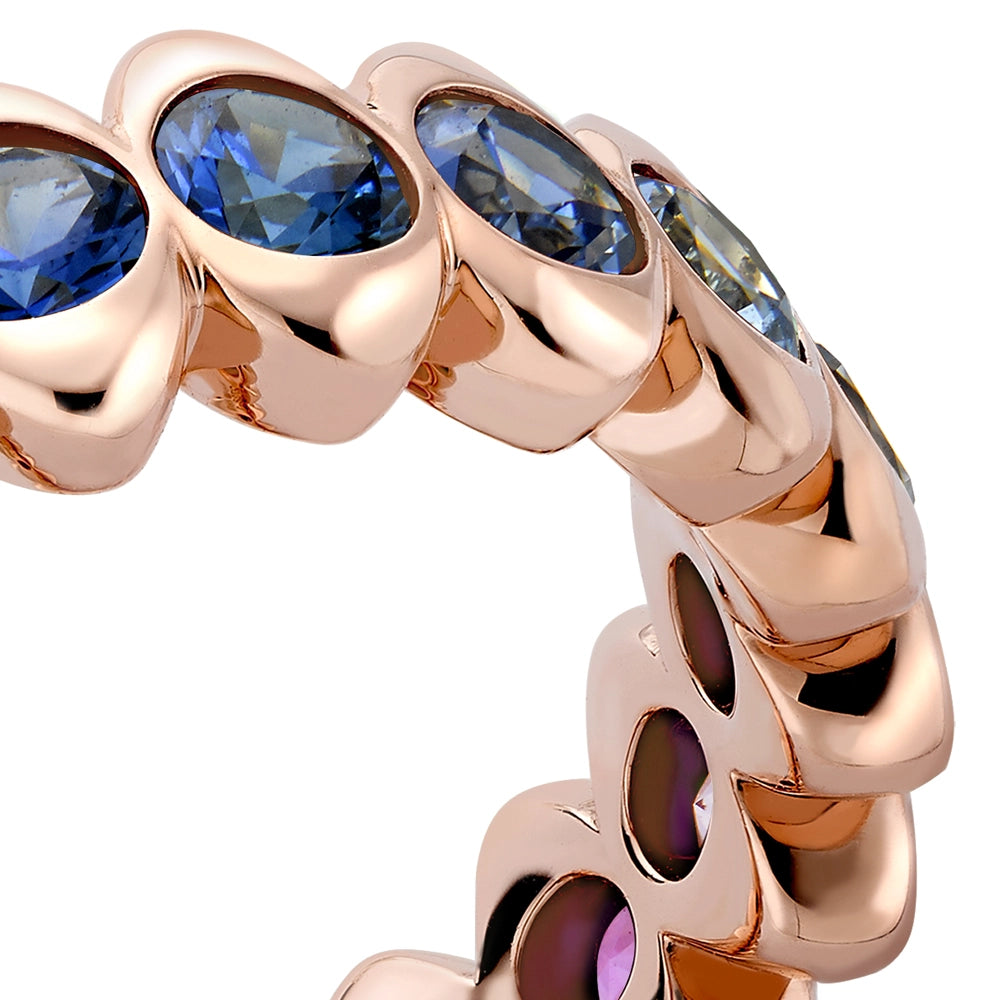 Rose Gold Rainbow Multicoloured Gemstone Eternity Ring | Fabergé