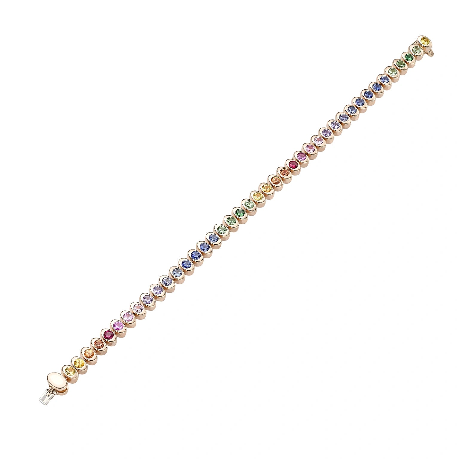 Rose Gold Rainbow Multicoloured Gemstone Tennis Bracelet | Fabergé