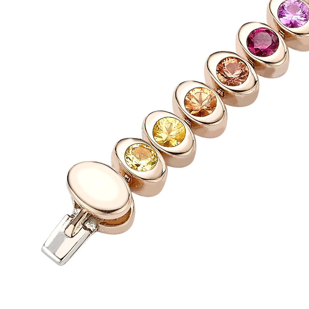 Rose Gold Rainbow Multicoloured Gemstone Tennis Bracelet | Fabergé