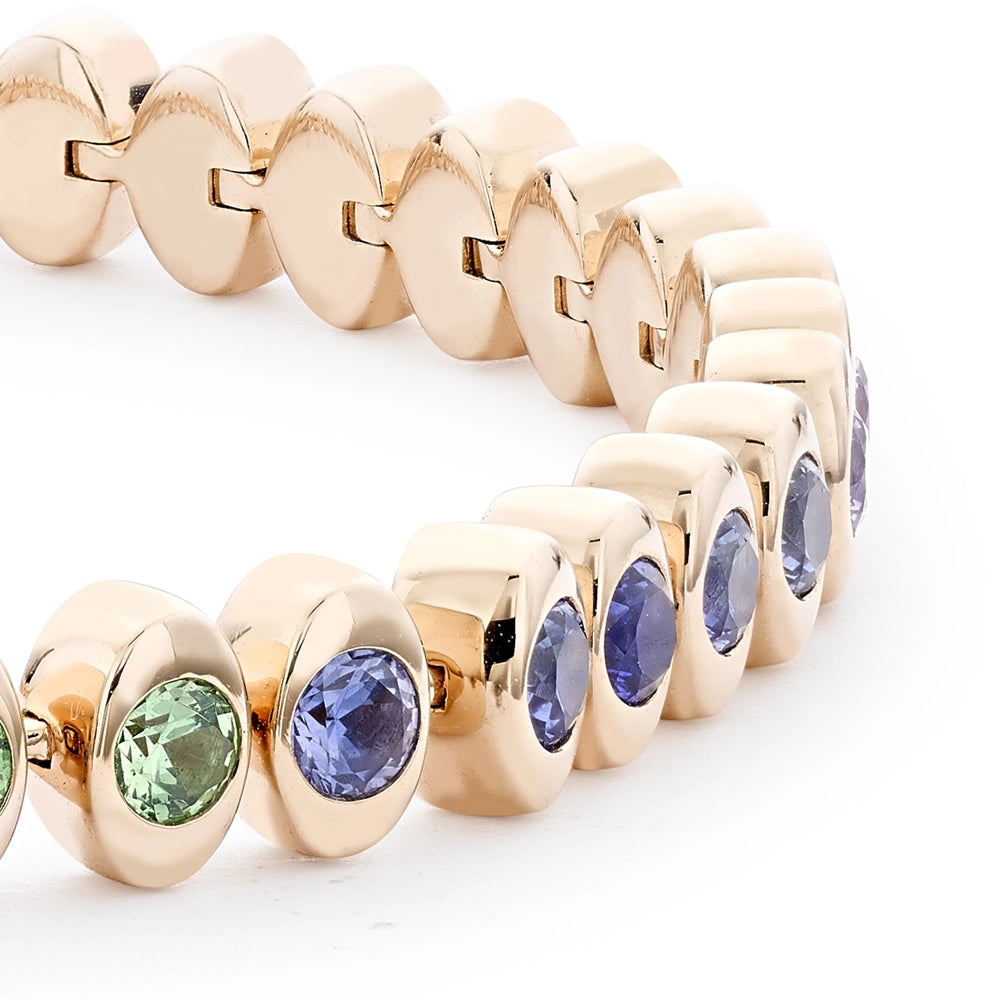 Rose Gold Rainbow Multicoloured Gemstone Tennis Bracelet | Fabergé
