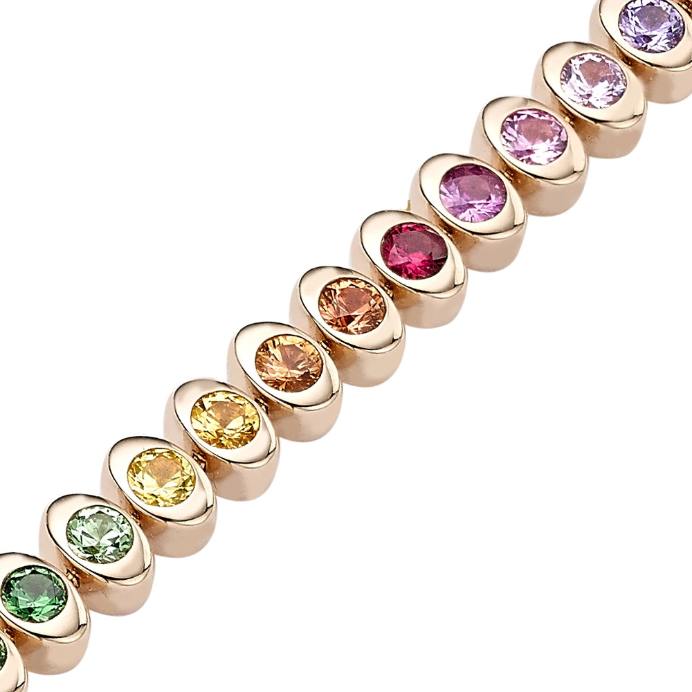 Rose Gold Rainbow Multicoloured Gemstone Tennis Bracelet | Fabergé