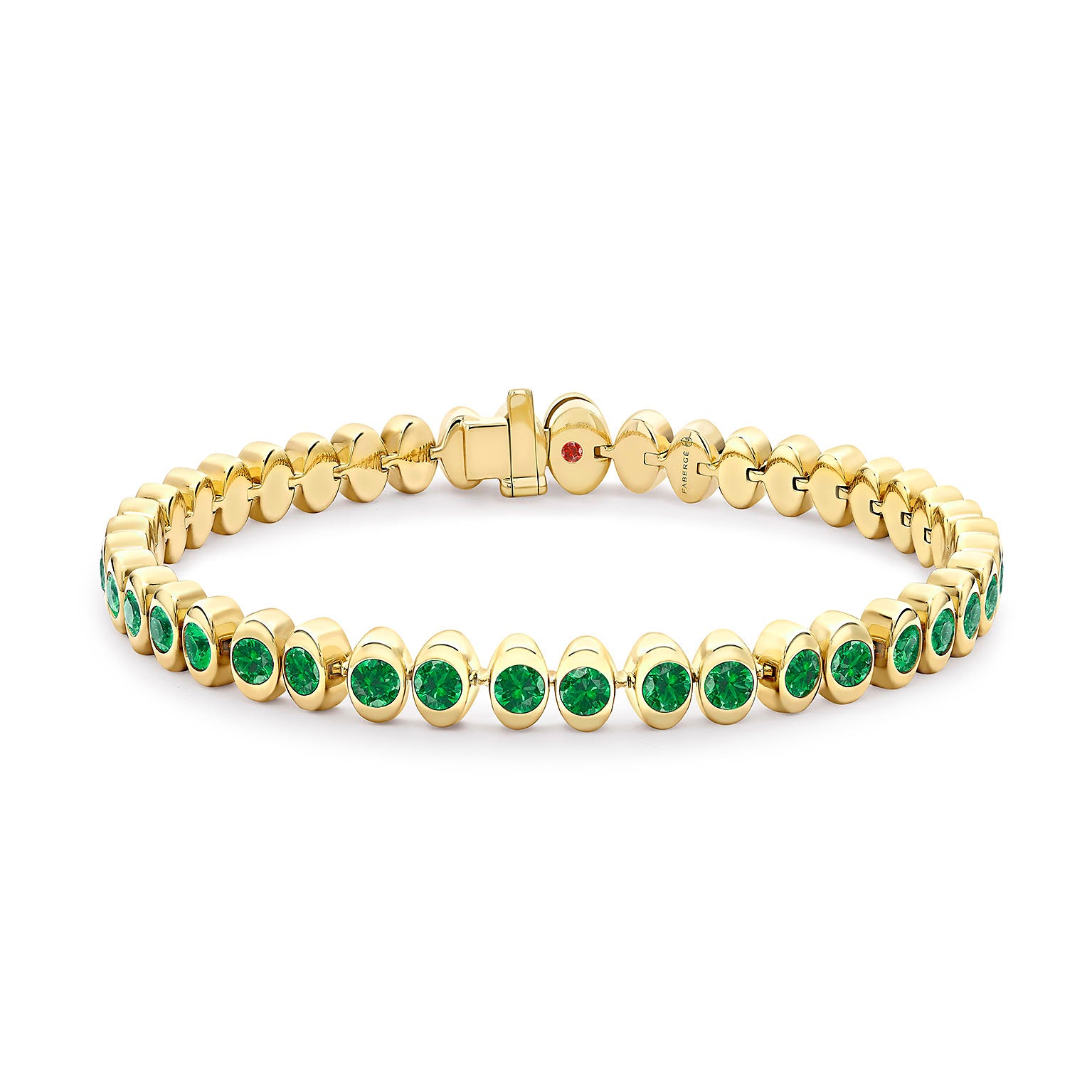 Colours of Love Cosmic Curve Yellow Gold Gemfields Zambian Emerald Tennis Bracelet