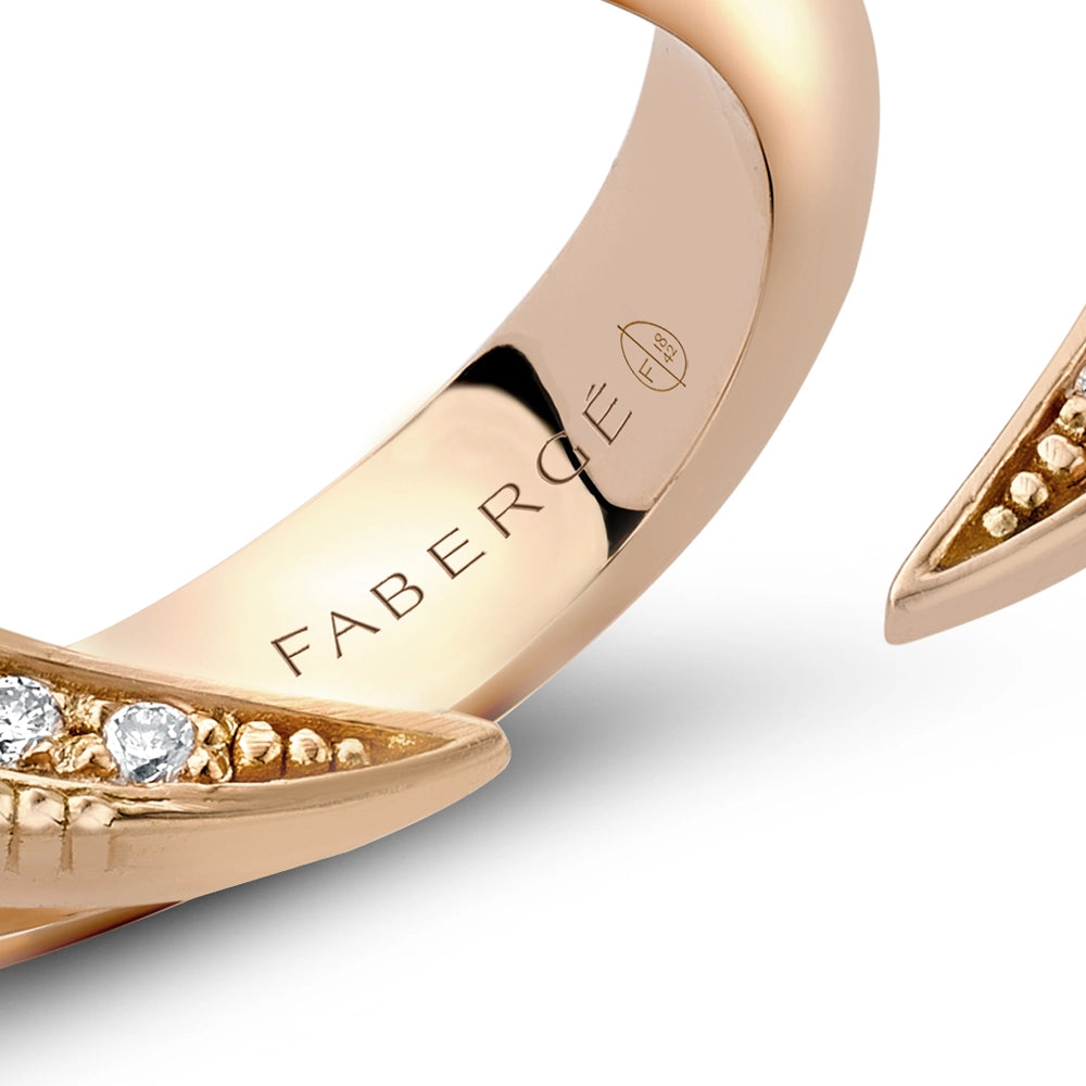 Crescent Rose Gold Ruby & Diamond Ring | Fabergé