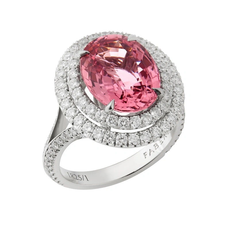 Platinum 5.46ct Oval Spinel Halo Ring Set With Diamonds | Fabergé