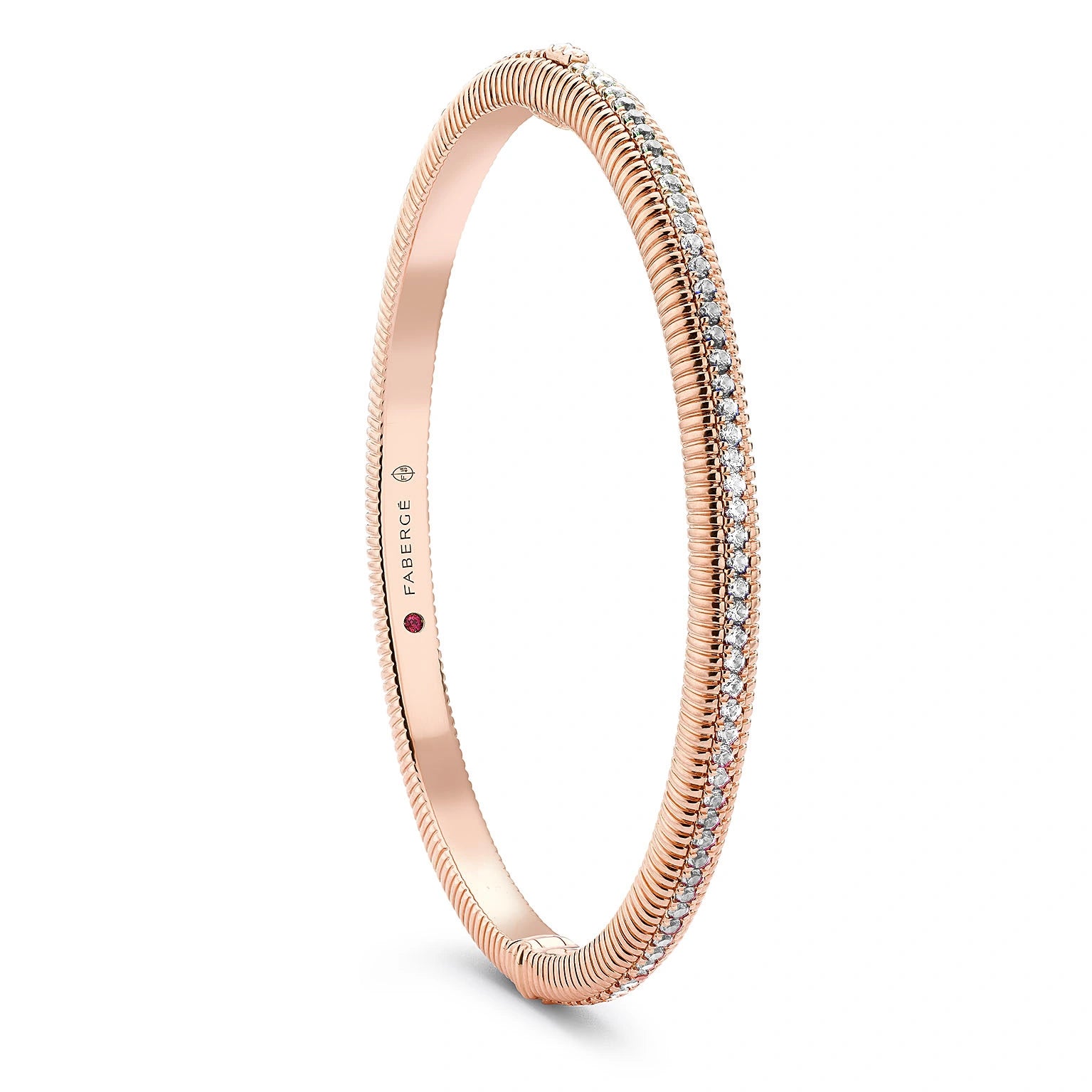 Rose Gold and Diamond Hinged Fluted Bracelet | Fabergé