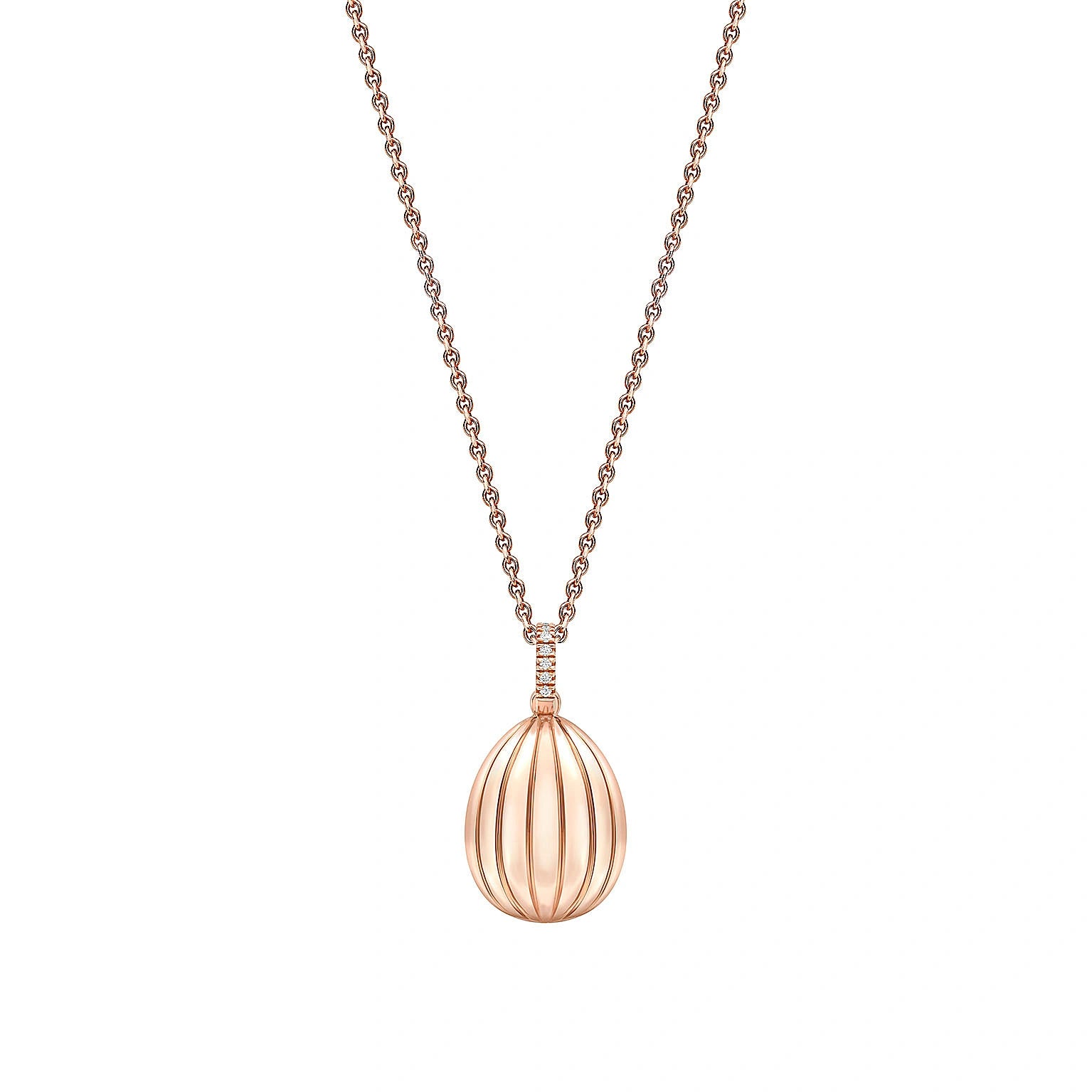 Colours of Love Rose Gold Diamond and Ruby ‘180’ Egg Pendant | Fabergé
