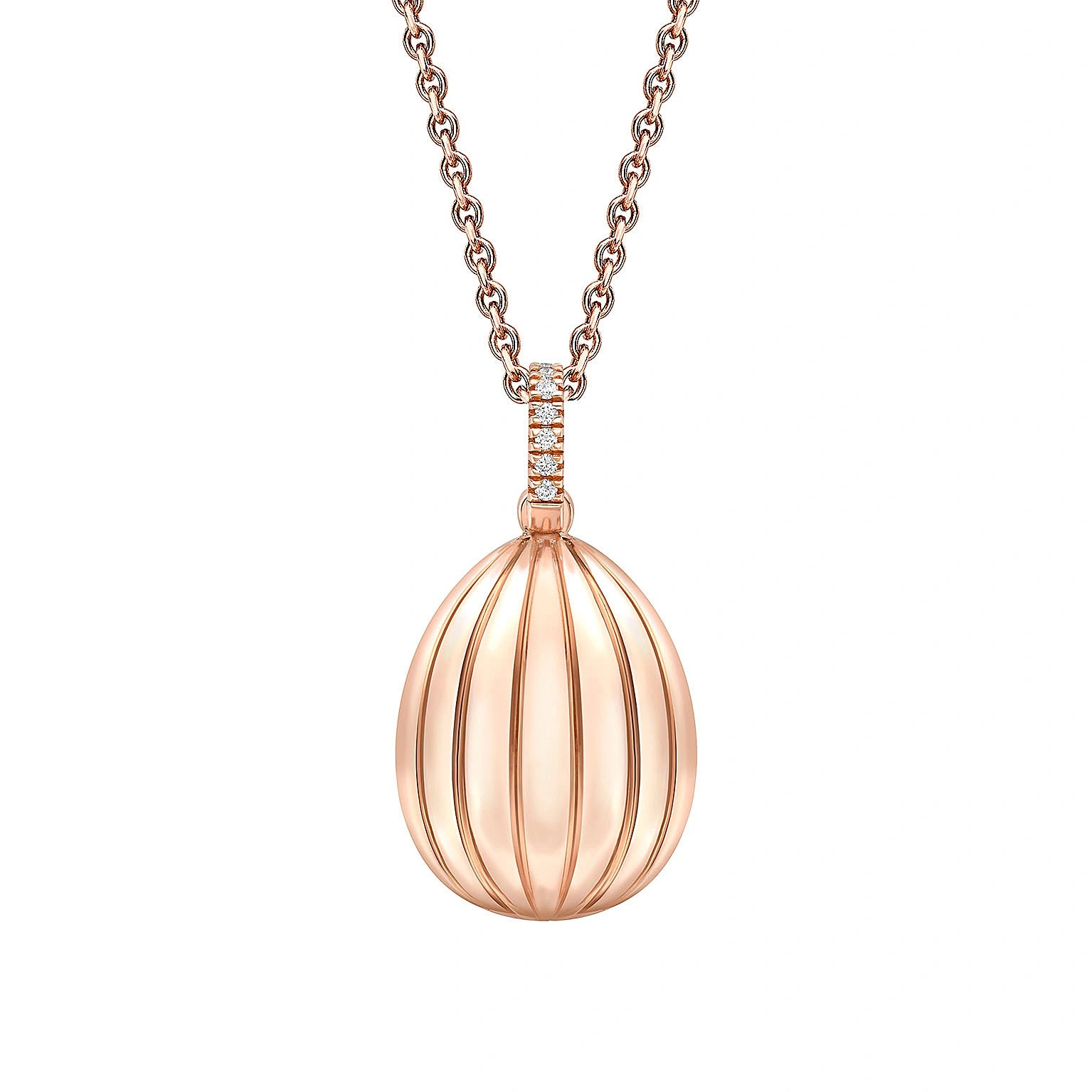 Colours of Love Rose Gold Diamond and Ruby ‘180’ Egg Pendant | Fabergé