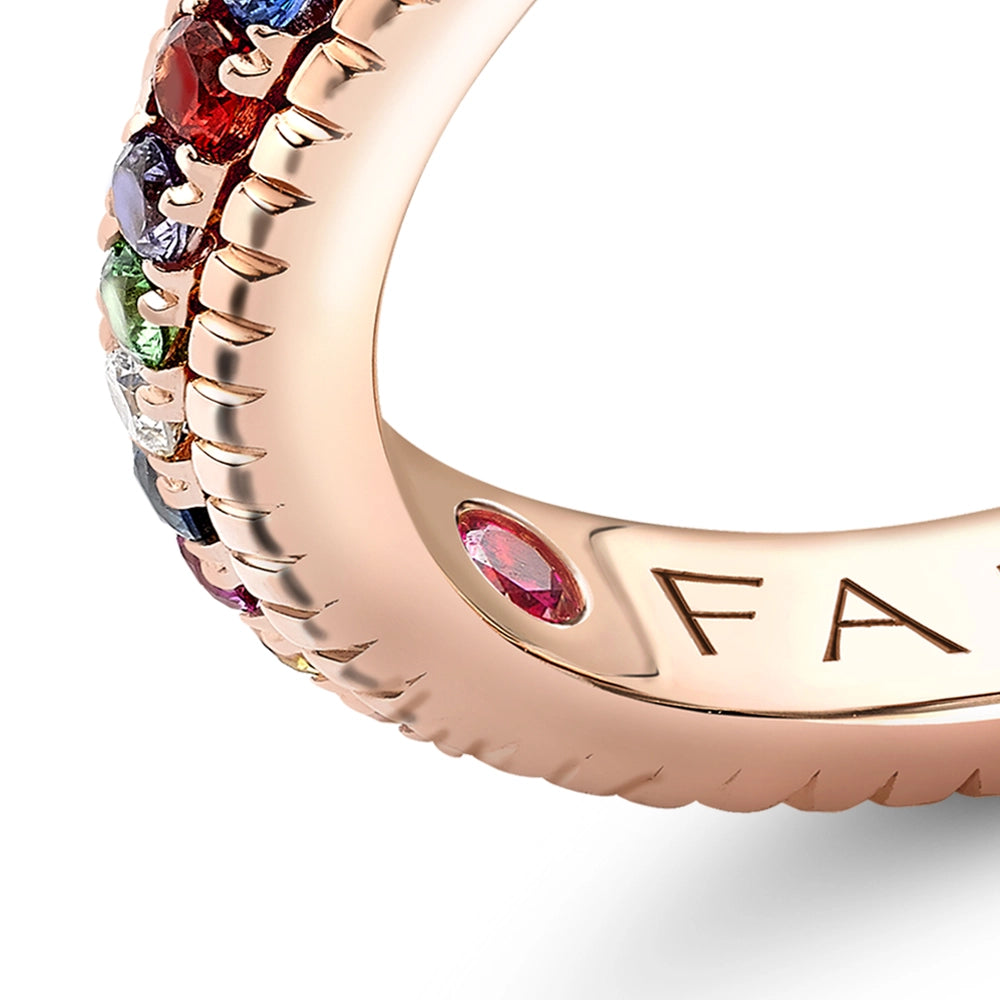Rose Gold Multicoloured Gemstone Fluted Eternity Ring | Fabergé