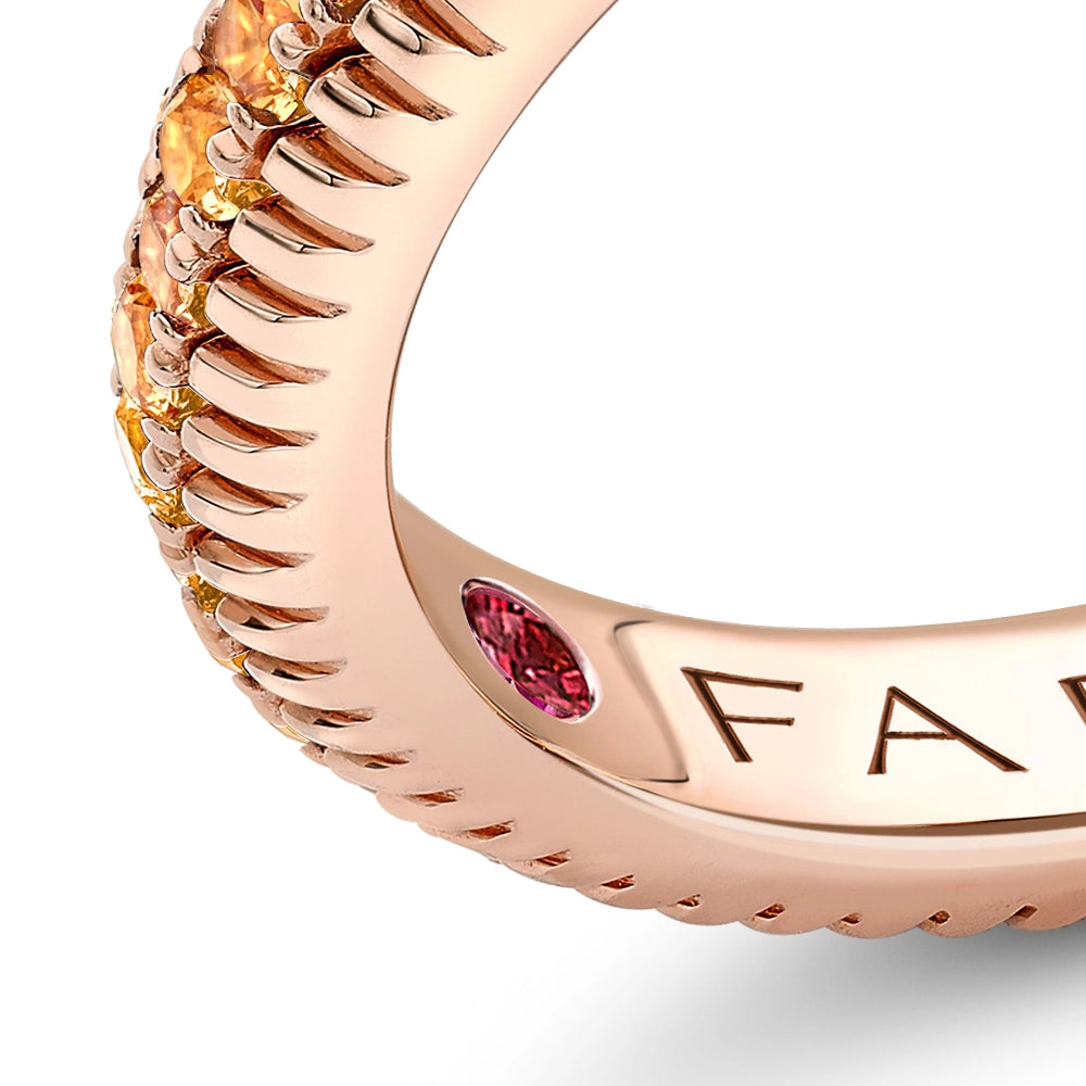 Rose Gold Orange Sapphire Fluted Eternity Ring I Fabergé