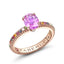 Rose Gold Pink Sapphire Fluted Ring with Multi Stone Set Shoulders | Fabergé