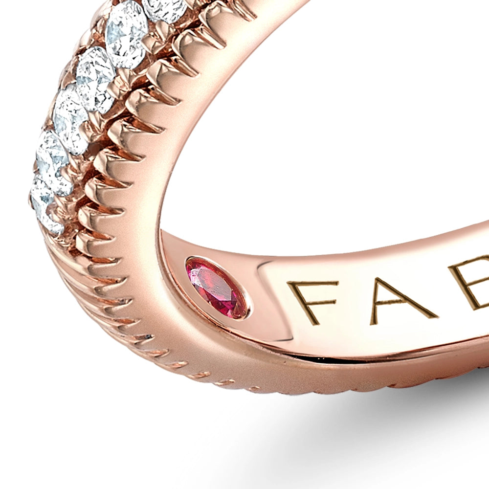 Rose Gold Pink Oval Sapphire Fluted Ring with Diamond Shoulders | Fabergé