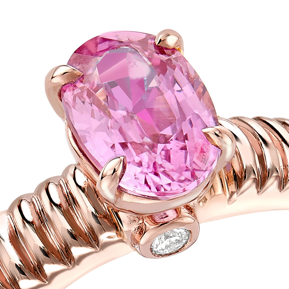 Rose Gold Pink Sapphire Fluted Ring | Fabergé
