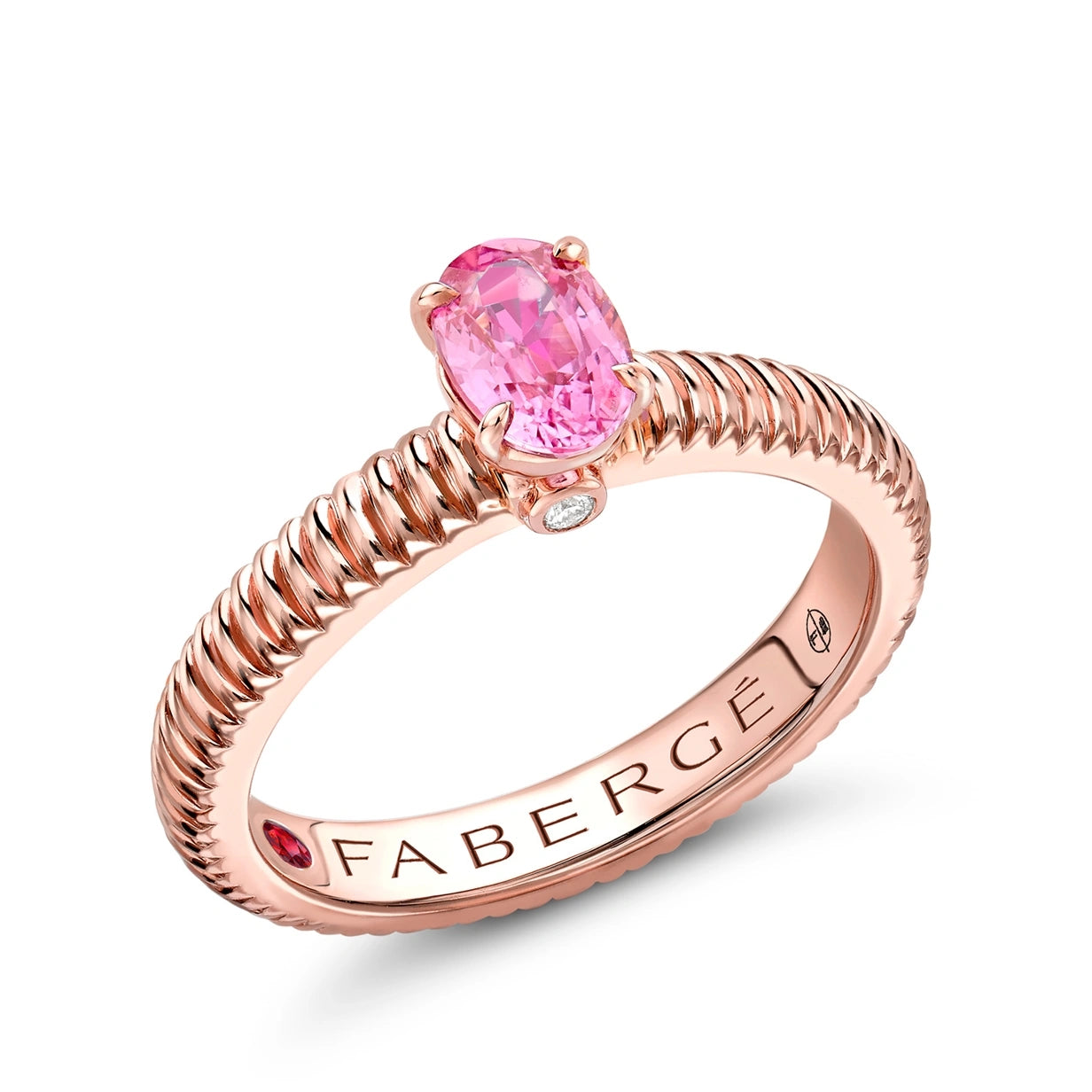 Rose Gold Pink Sapphire Fluted Ring | Fabergé