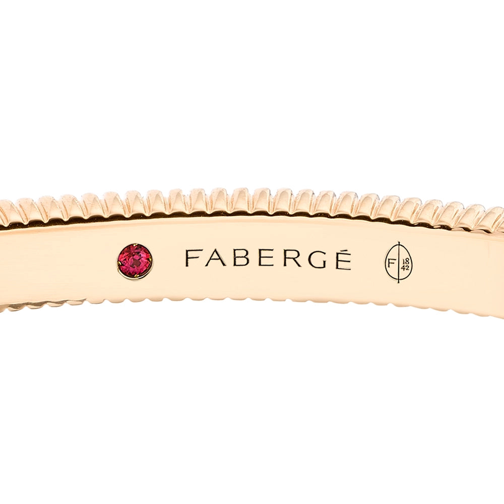 Rose Gold Rainbow Multicoloured Gemstone Hinged Fluted Bracelet | Fabergé