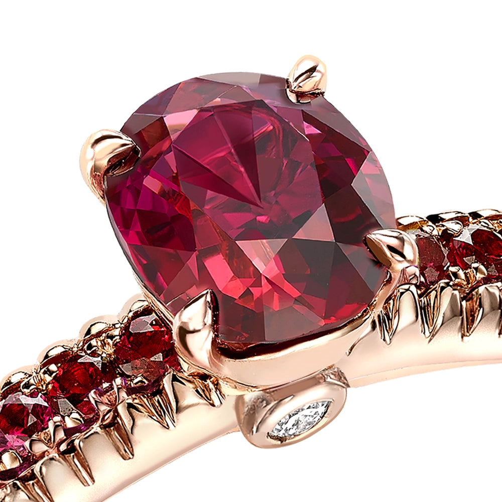Rose Gold Ruby Fluted Ring with Ruby Shoulders | Fabergé