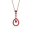 Colours of Love Rose Gold Ruby Fluted Teardrop Pendant with Ruby Pavé Surround