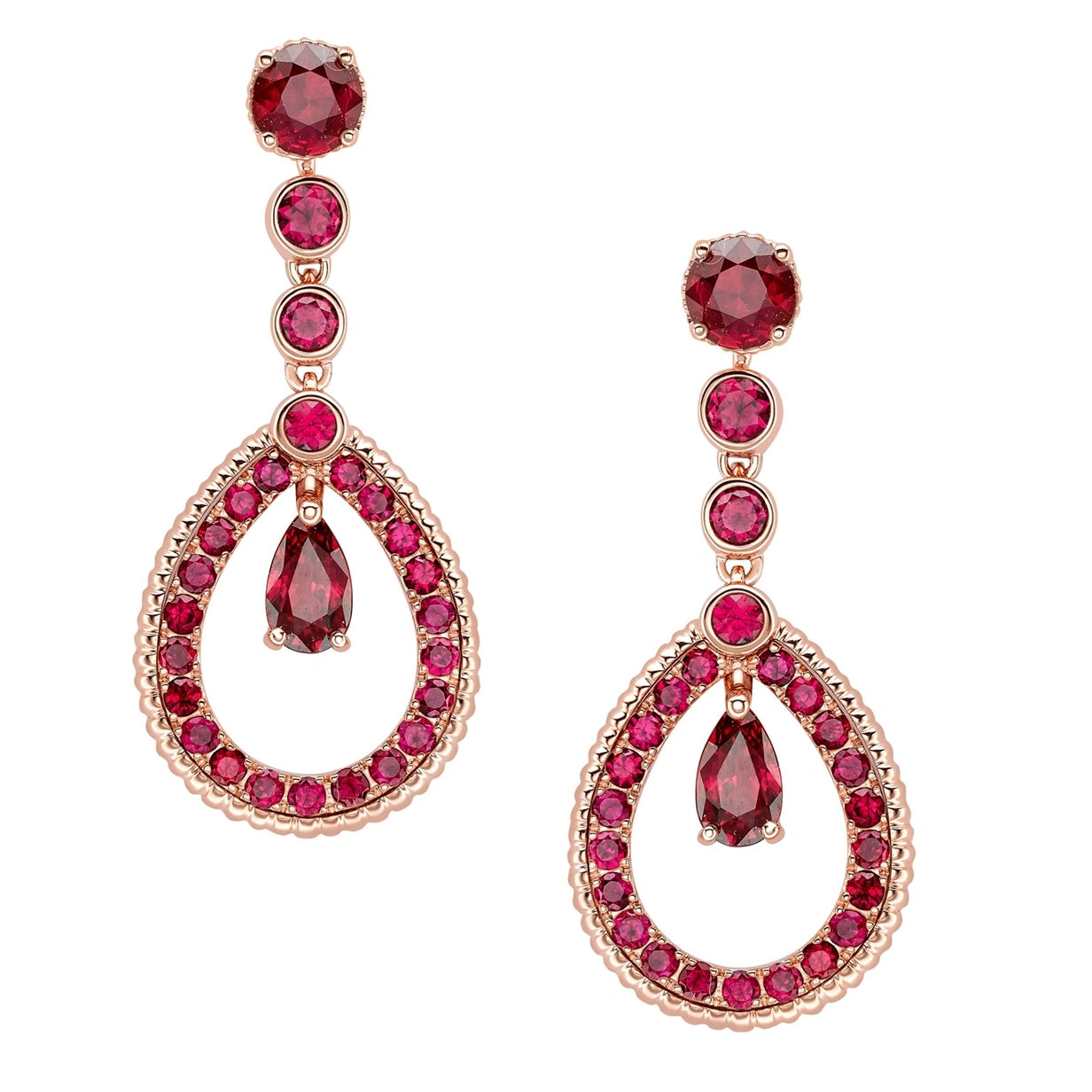 Rose Gold Ruby Teardrop Earrings | Fabergé