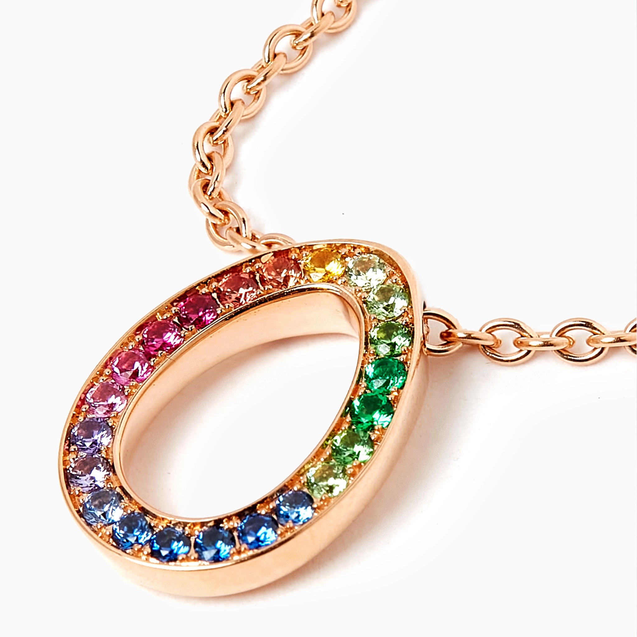 Rose Gold Rainbow Multicoloured Gemstone Egg Pendant | Fabergé