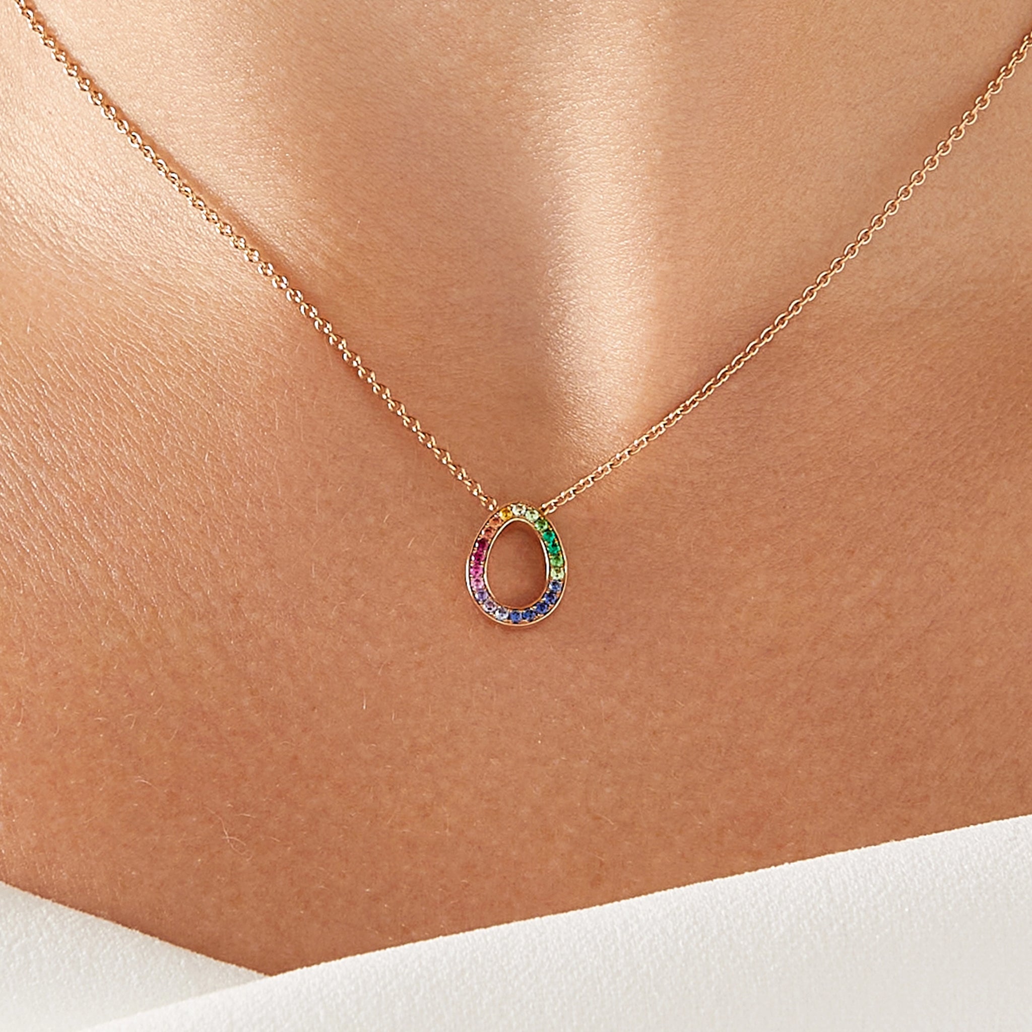 Rose Gold Rainbow Multicoloured Gemstone Egg Pendant | Fabergé