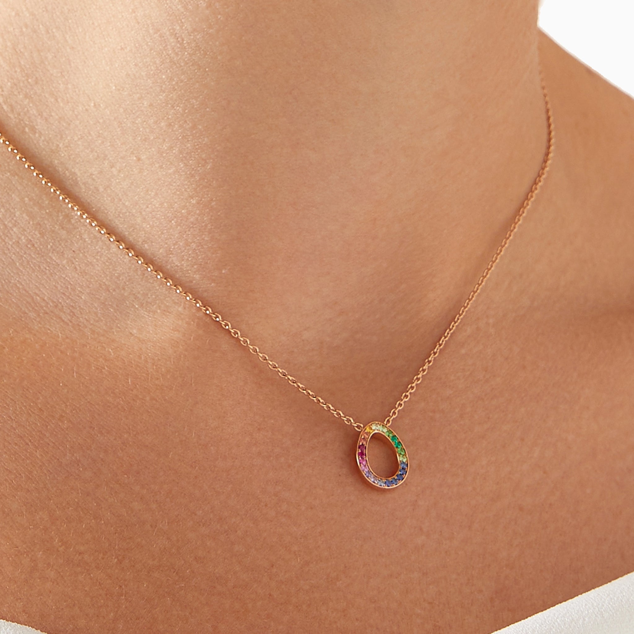 Rose Gold Rainbow Multicoloured Gemstone Egg Pendant | Fabergé