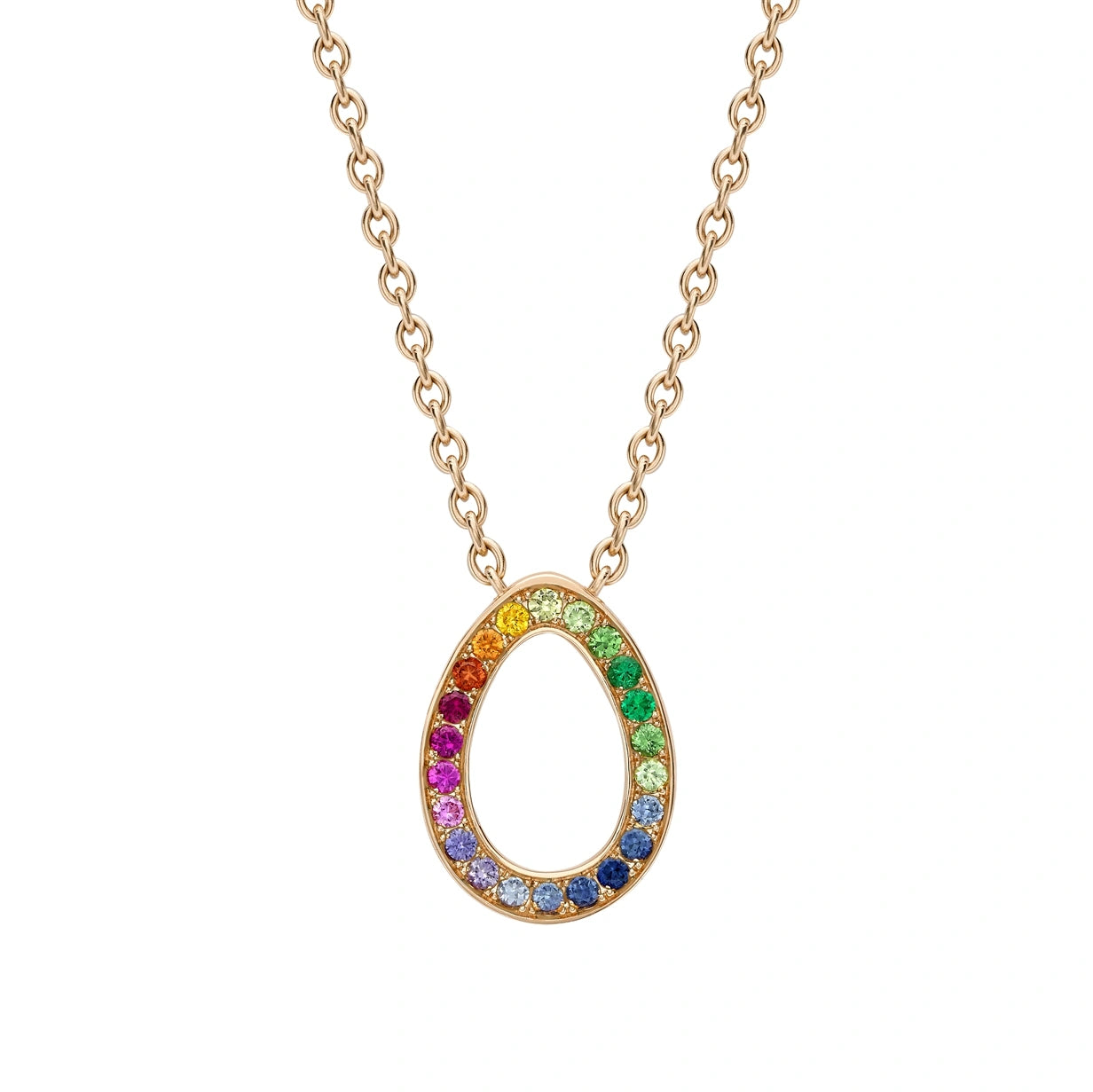 Rose Gold Rainbow Multicoloured Gemstone Egg Pendant | Fabergé