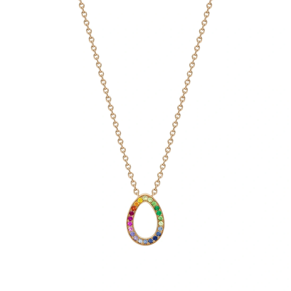 Rose Gold Rainbow Multicoloured Gemstone Egg Pendant | Fabergé