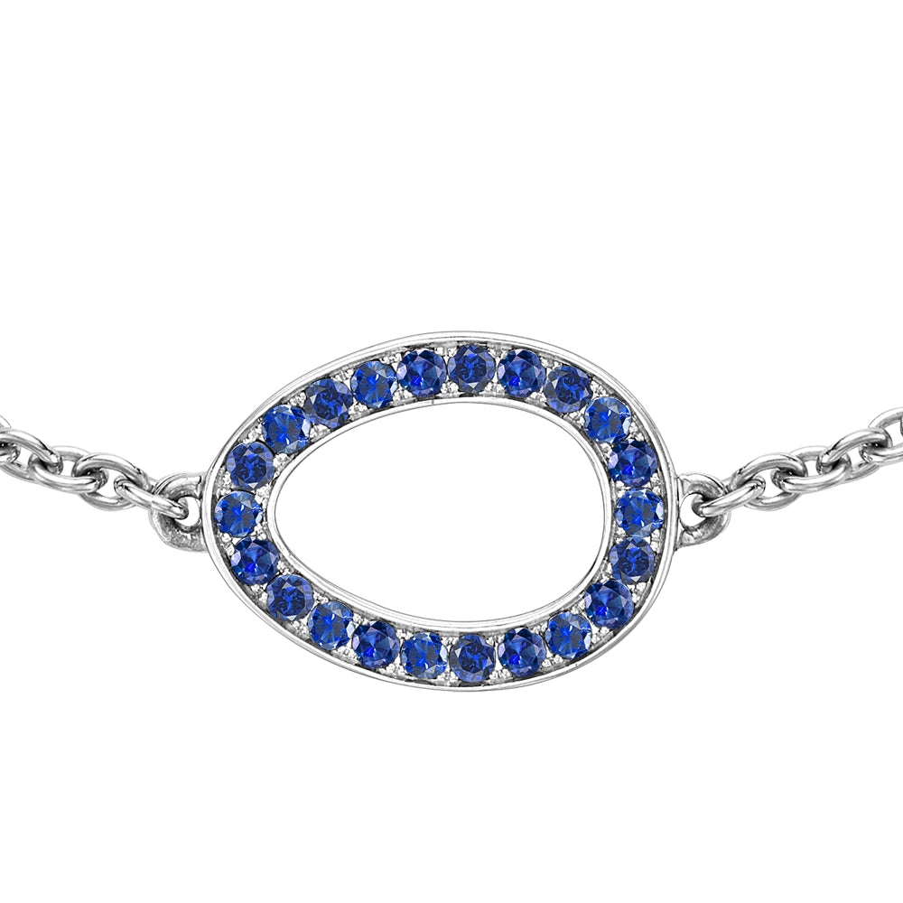 Sasha White Gold & Blue Sapphire Egg Chain Bracelet | Fabergé