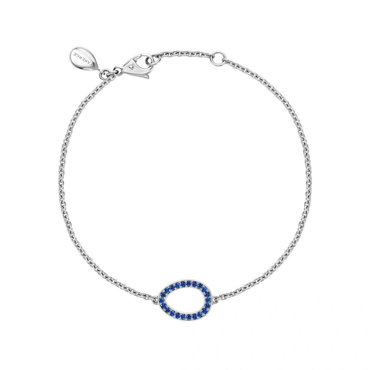 Sasha White Gold & Blue Sapphire Egg Chain Bracelet | Fabergé