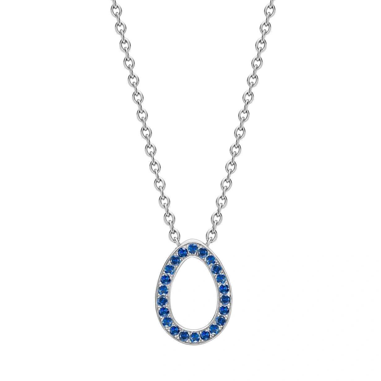 White Gold Blue Sapphire Egg Pendant | Fabergé