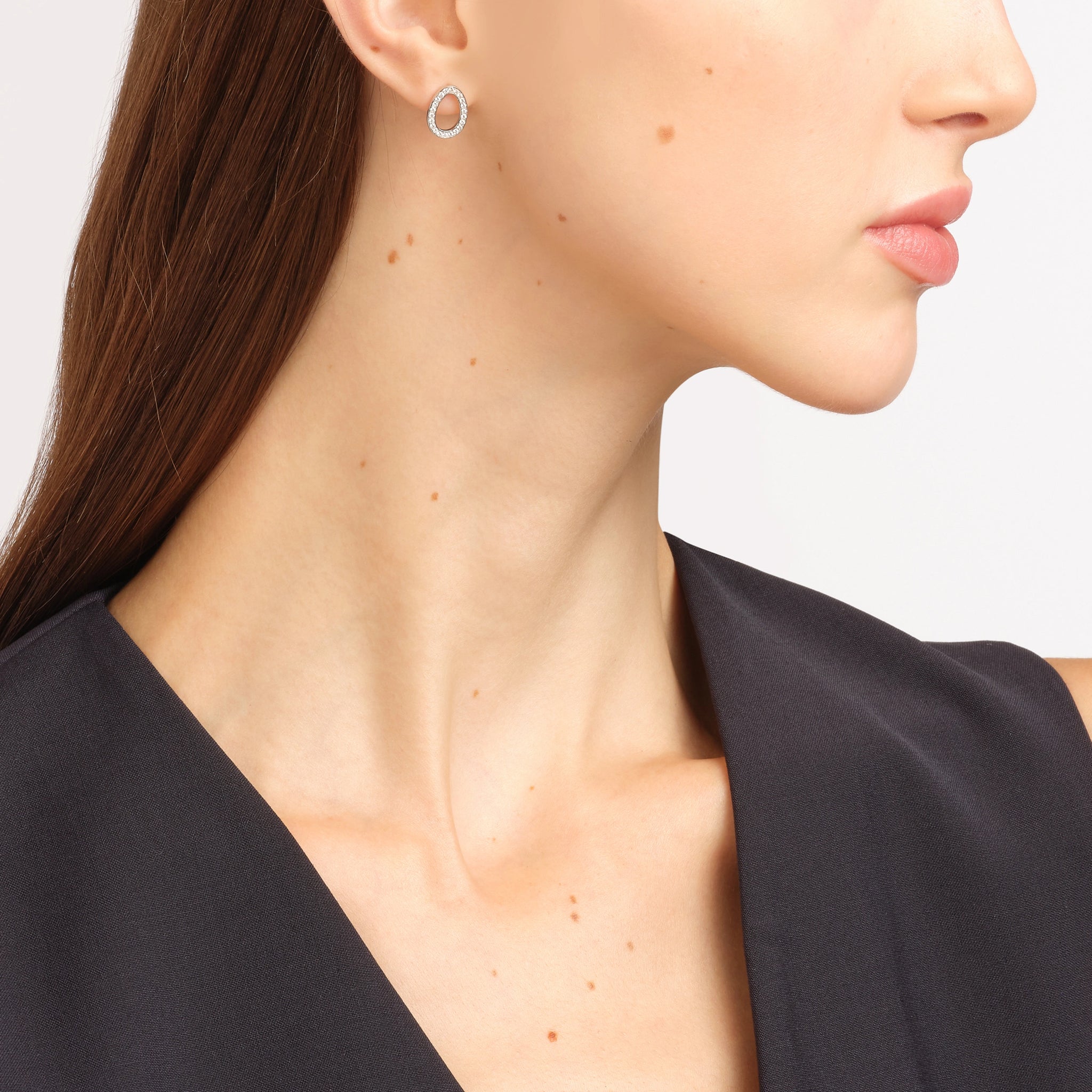 White Gold Diamond Egg Stud Earrings | Fabergé