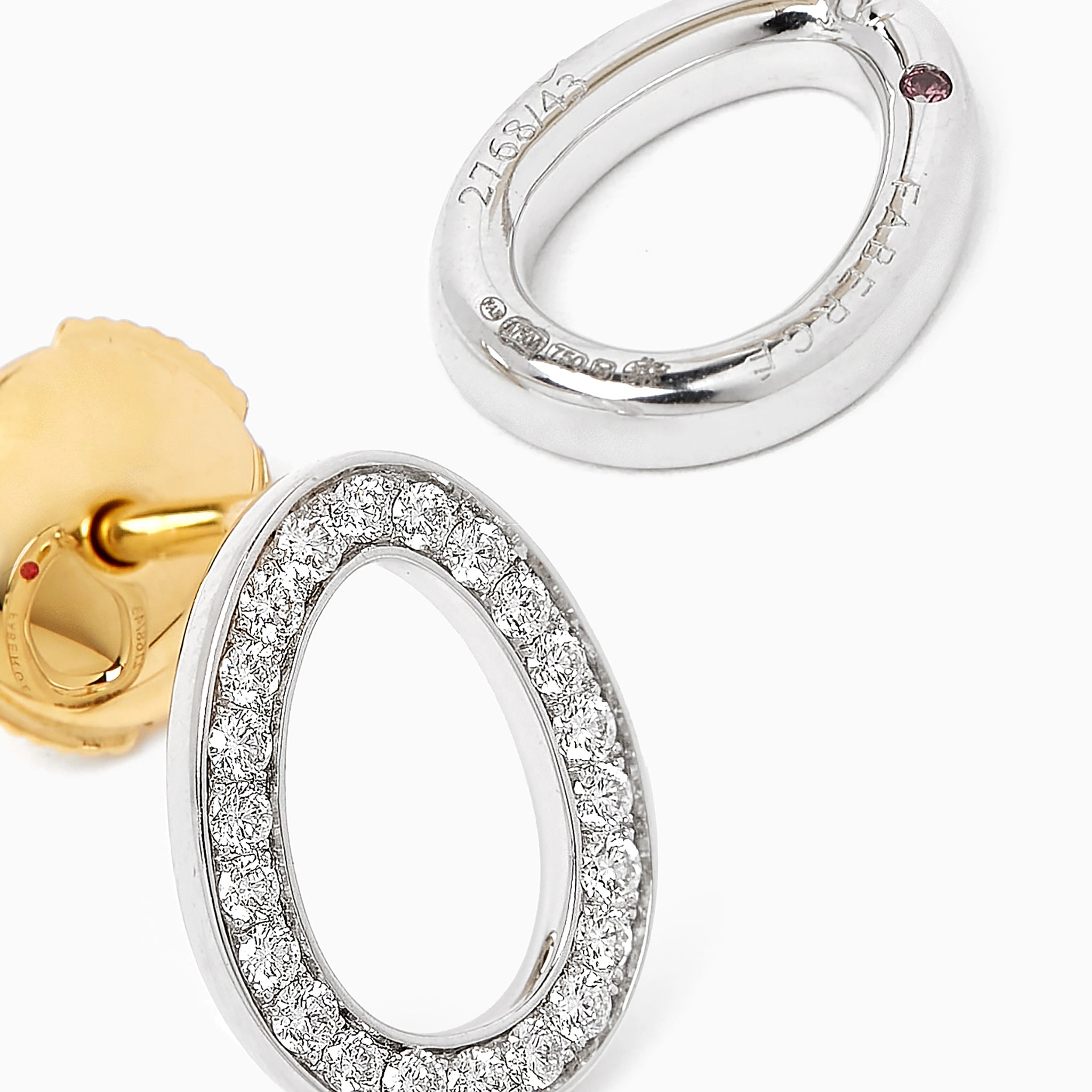 White Gold Diamond Egg Stud Earrings | Fabergé