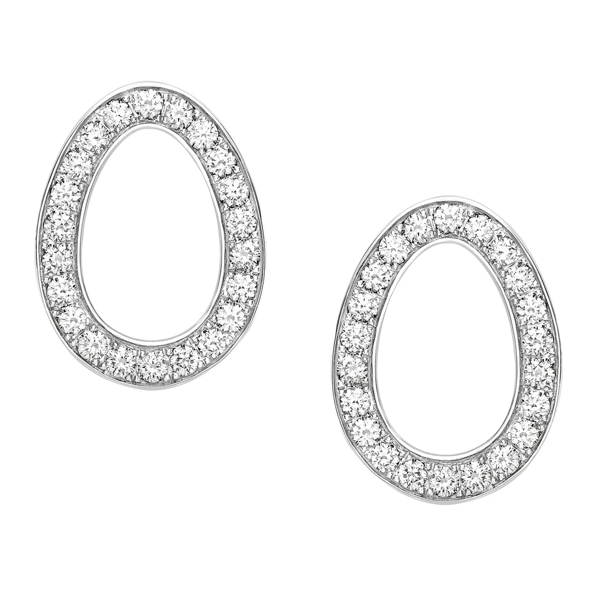 White Gold Diamond Egg Stud Earrings | Fabergé