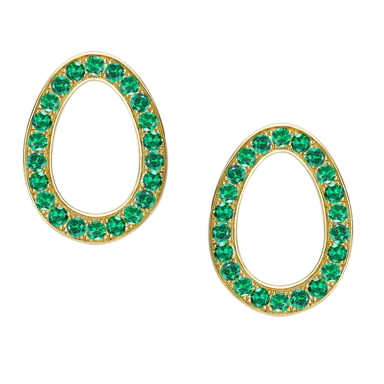 Yellow Gold Emerald Egg Stud Earrings | Fabergé