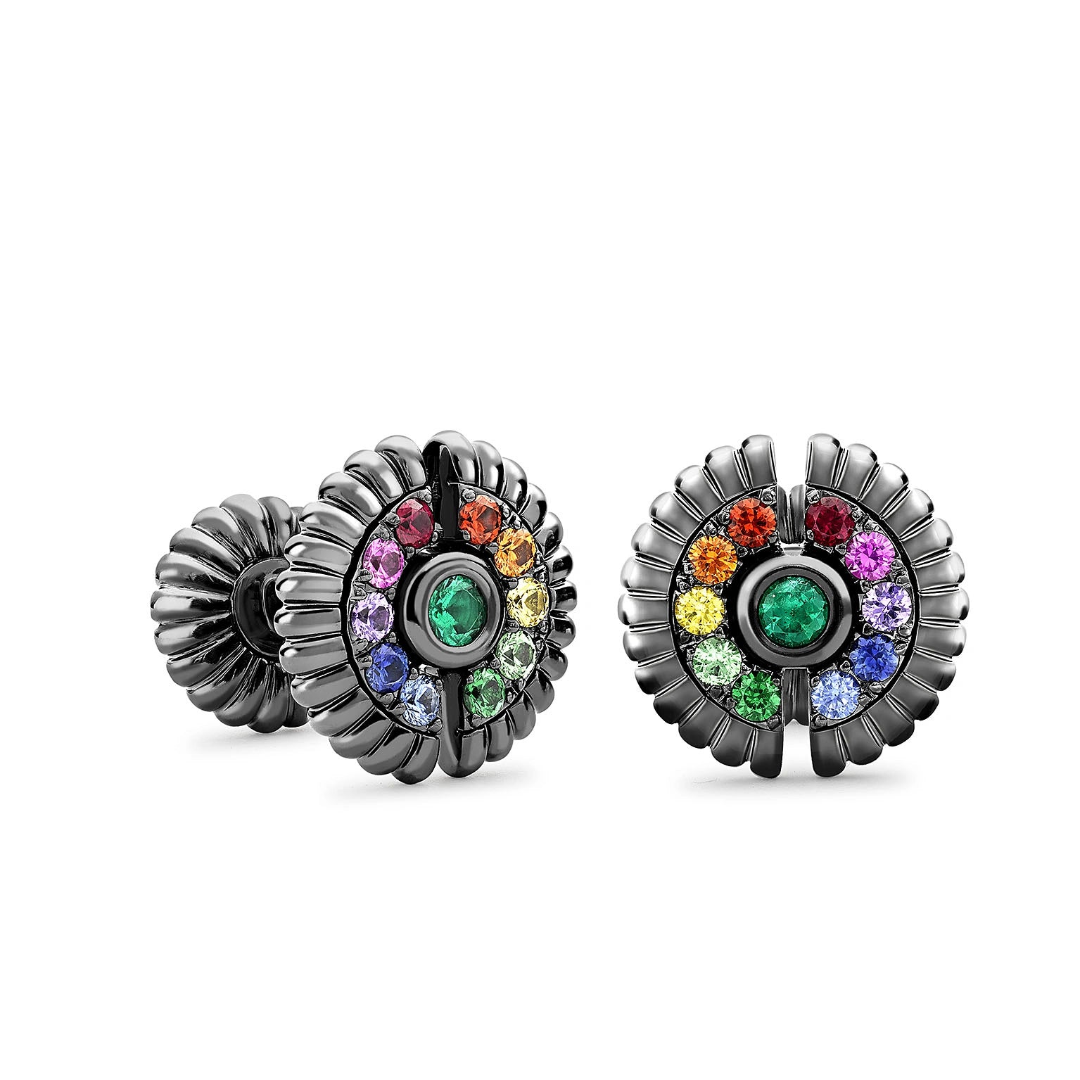 White Gold Black Rhodium Fluted Rainbow Cufflinks | Fabergé