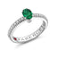 White Gold Emerald Fluted Ring with Diamond Shoulders | Fabergé
