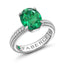 White Gold Emerald Fluted Ring with Diamond Shoulders I Fabergé