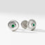 Colours of Love White Gold Emerald Fluted Round Cufflinks | Fabergé