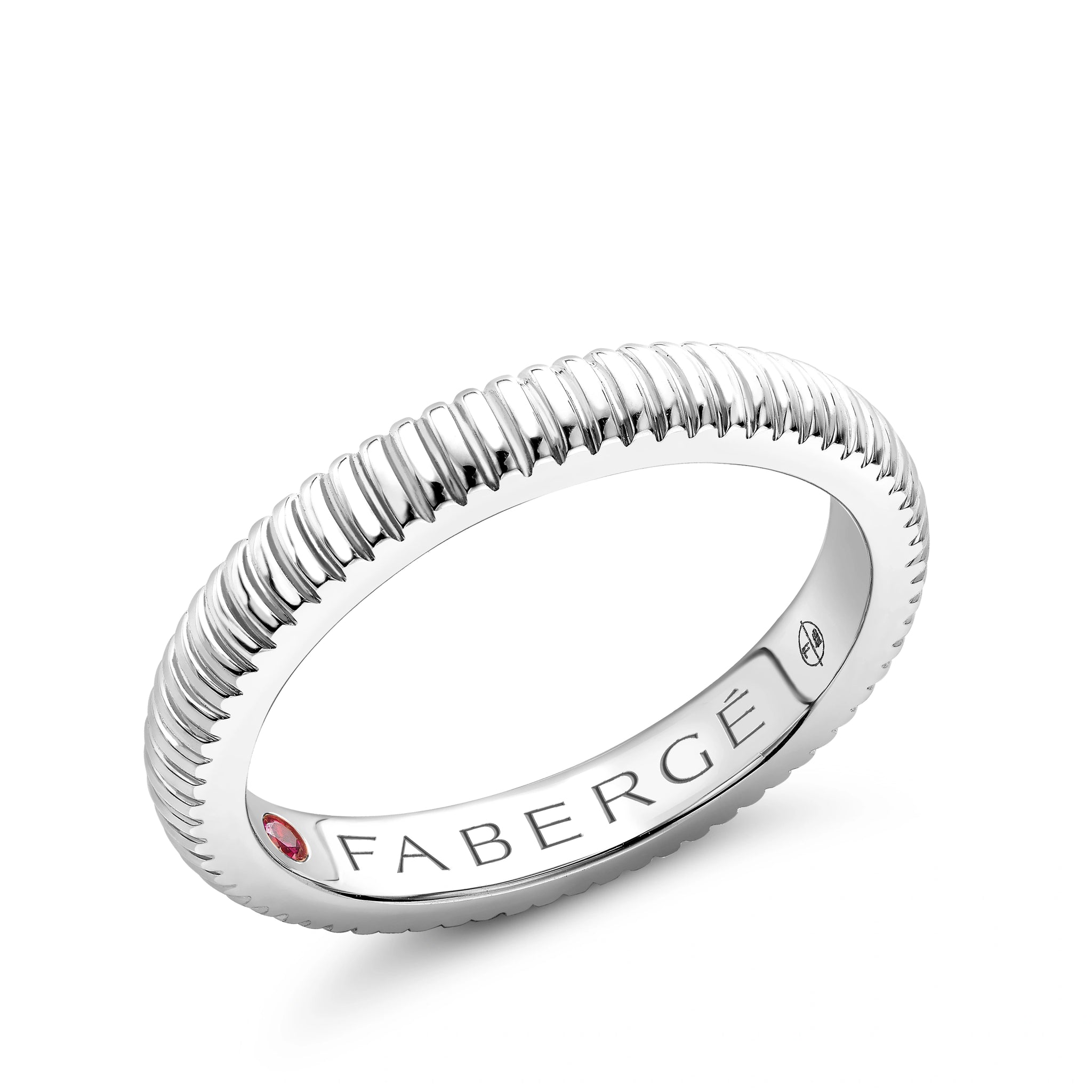 White Gold Fluted Ring I Fabergé