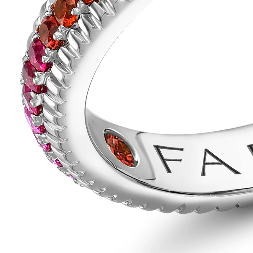White Gold Rainbow Multicoloured Gemstone Fluted Eternity Ring | Fabergé