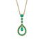 Colours of Love Yellow Gold Emerald Fluted Teardrop Pendant with Emerald Pavé Surround