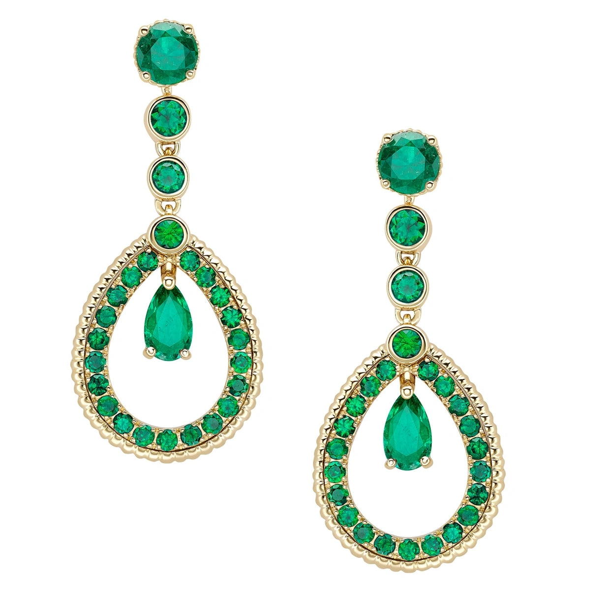 Yellow Gold Emerald Teardrop Earrings | Fabergé