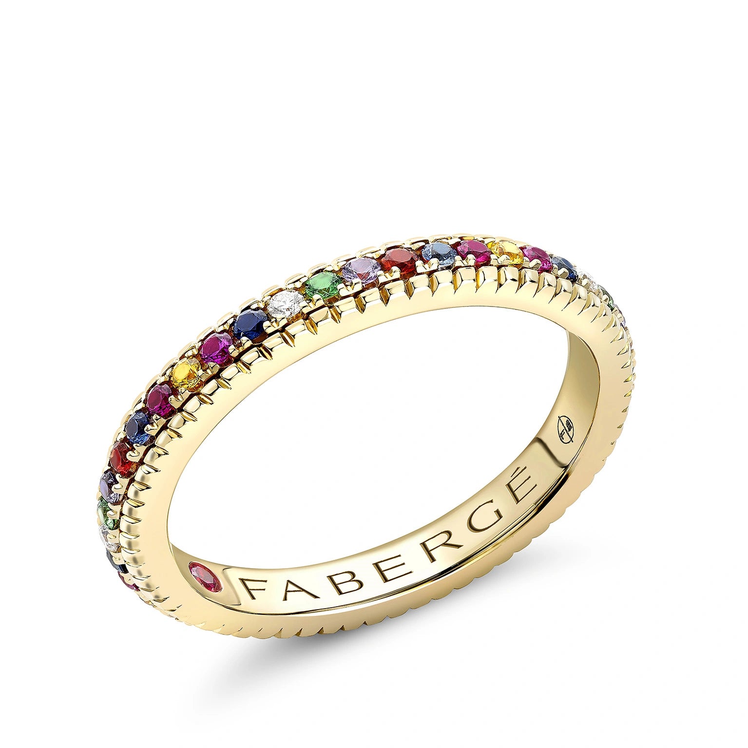 Yellow Gold Multicoloured Gemstone Fluted Eternity Ring | Fabergé
