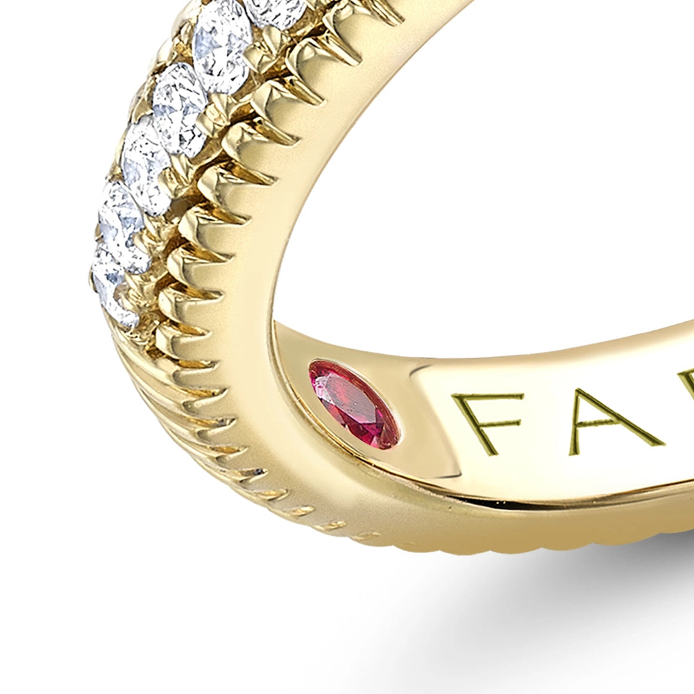 Yellow Gold Yellow Sapphire Fluted Ring with Diamond Shoulders | Fabergé