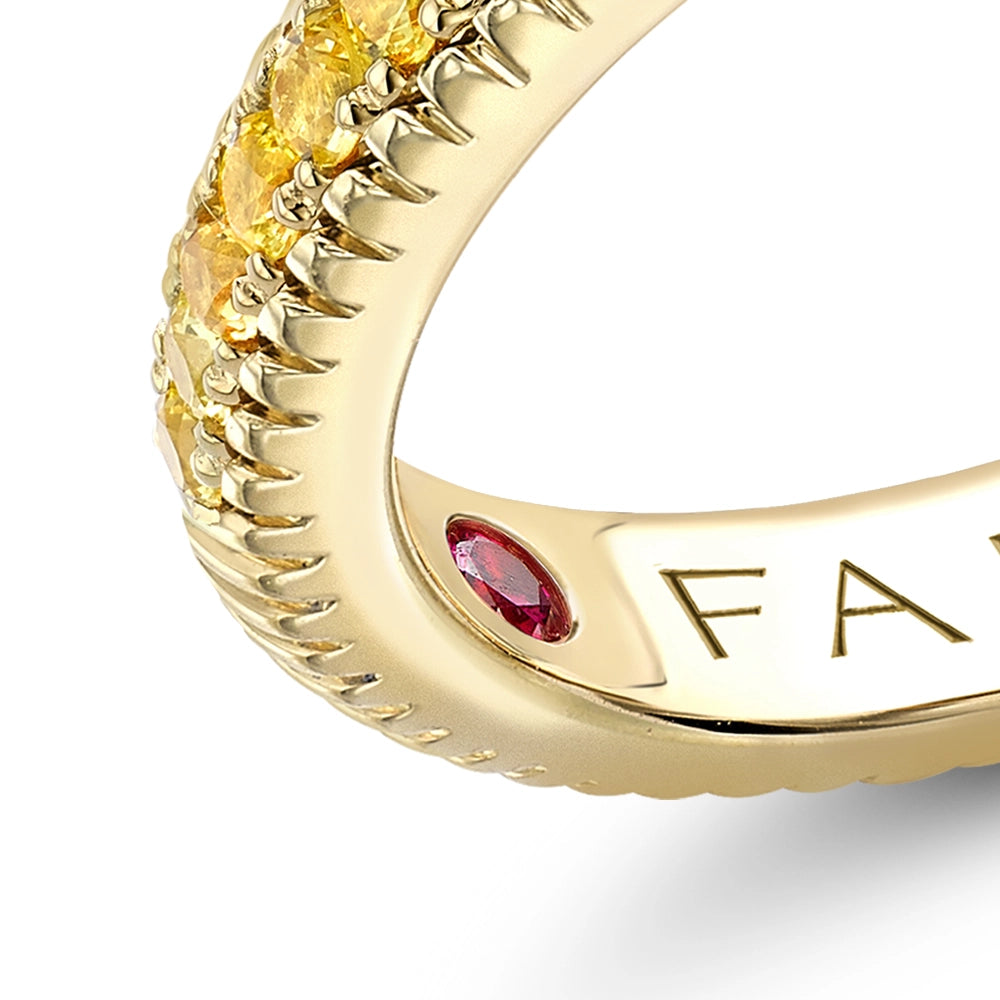 Yellow Gold Yellow Sapphire Fluted Ring with Yellow Sapphire Shoulders | Fabergé