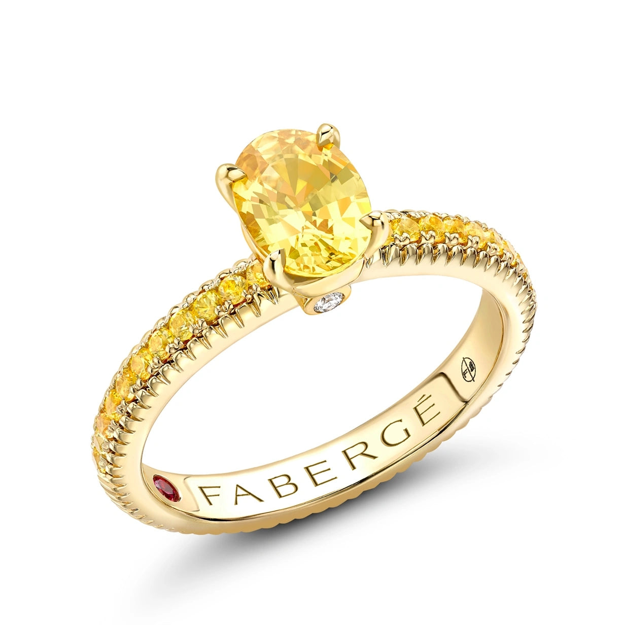 Yellow Gold Yellow Sapphire Fluted Ring with Yellow Sapphire Shoulders | Fabergé
